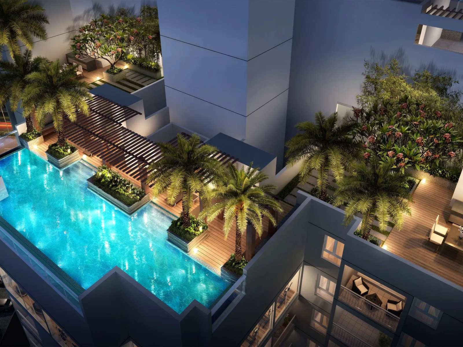 rooftop pool magic hour — project images · ruby royal tower